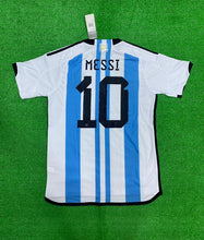 Load image into Gallery viewer, ARGENTINA WORLD CUP 3 STAR JERSEY WITH MESSI PRINTED
