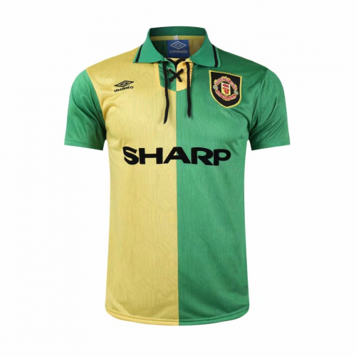 MANCHESTER UNITED RETRO GREEN AND GOLD JERSEY